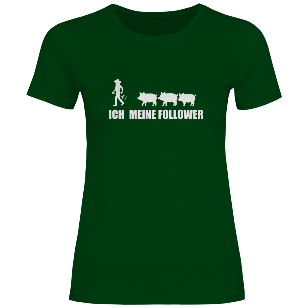 Ich und meine Follower (Schweine) - Damen Shirt - Bauer sucht Shirt - Geschenke - Landwirtschaft - Bauer - Dorfkind - XS