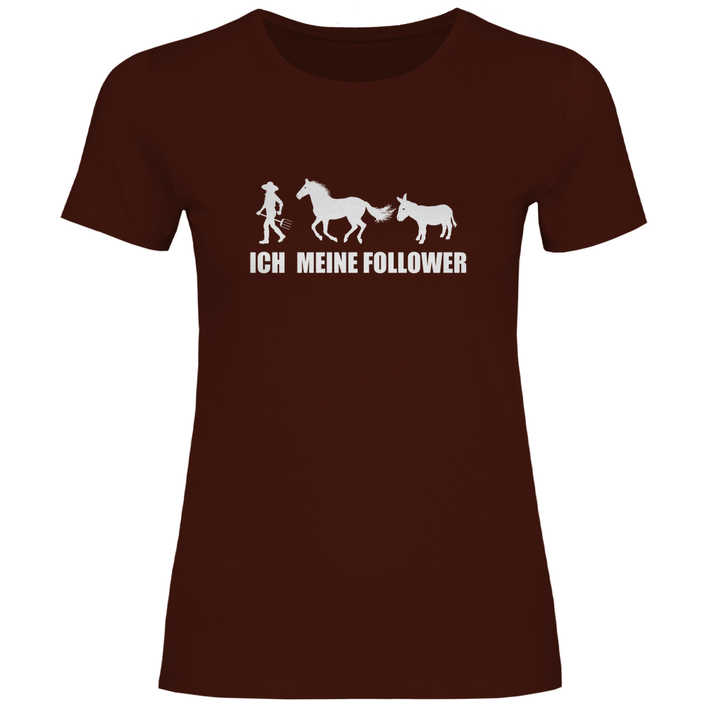 Ich und meine Follower (Pferd & Esel) - Damen Shirt - Bauer sucht Shirt - Geschenke - Landwirtschaft - Bauer - Dorfkind - XS